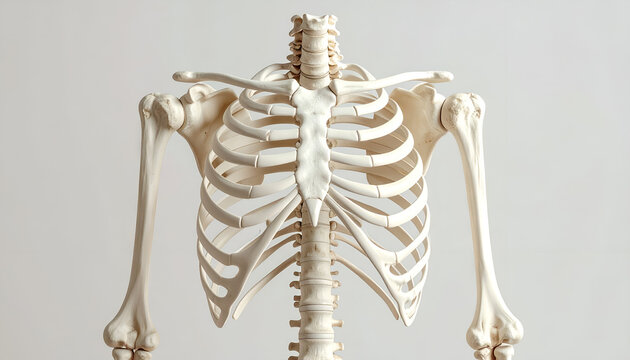 Human skeleton back view ribcage.