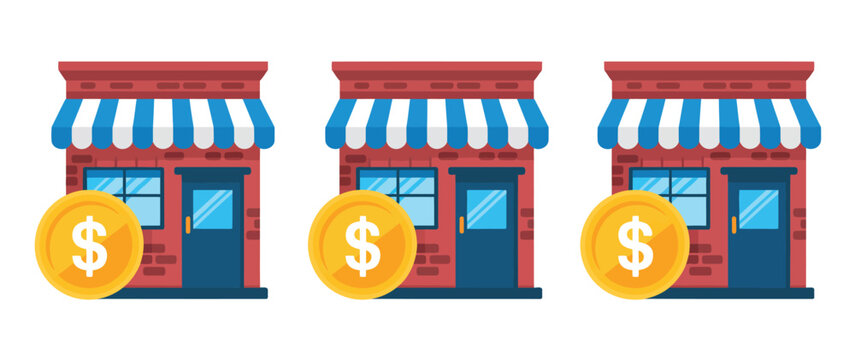 Bitcoin exchange store icon, simple vector illustration combining shop and bitcoin symbol, representing crypto trading, online payments, and digital economy, perfect for UI, infographics