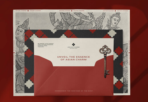 Elegant Asian Inspired Invitation Card Mockup PSD