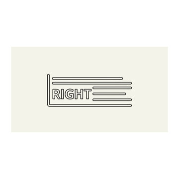 Right text alignment icon for document and UI design with alignment, document