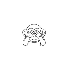 Obraz premium See no evil monkey line art icon representing blindfold or avoidance