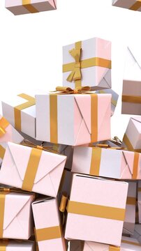3D animation of gift boxes falling on white background, Big Sale or Special Limited Offer concept