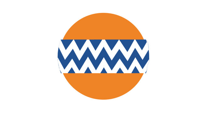 Orange Circle with Blue Zigzag Pattern.