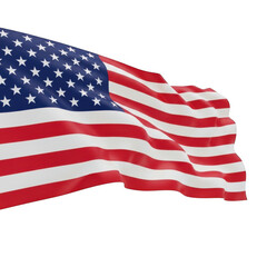 Fototapeta premium The American flag waving on a transparent background