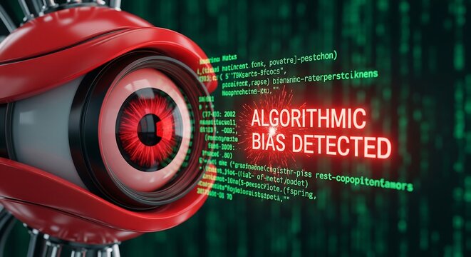 A robotic eye detecting algorithmic bias in a digital environment