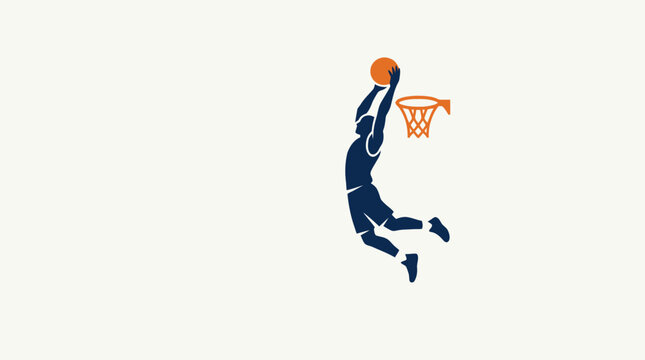 Basketball Player Dunking in Action with Orange Ball