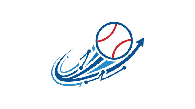 Baseball Ball with Abstract Design Elements and Arrow