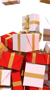 3D animation of gift boxes falling on white background, Big Sale or Special Limited Offer concept