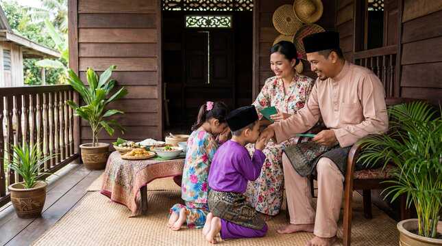  eid al fitr celebration in malaysia anak salam ayah dan ibu