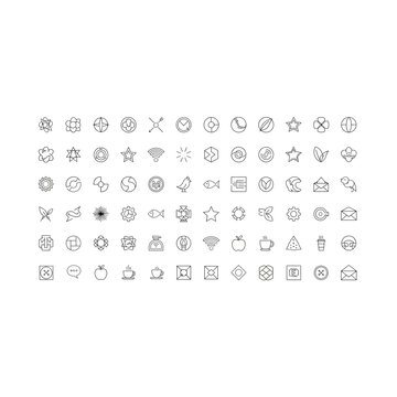 Graphic set of miscellaneous abstract symbols and shapes with abstract, elements