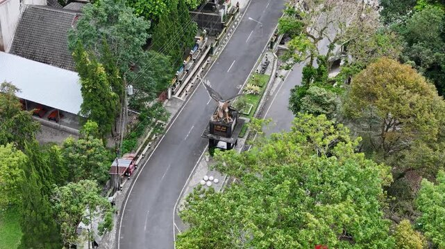 Symmetrical Road and Javan Eagle Statue from Above