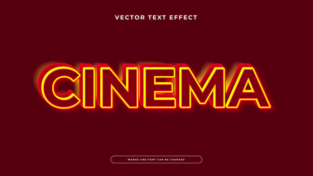 Professional cinema 3D text effect with a glowing red neon look for movie production and theater titles