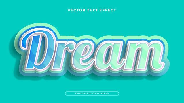 Elegant teal dream 3D text effect with a cursive font style and glossy finish for luxury and beauty branding
