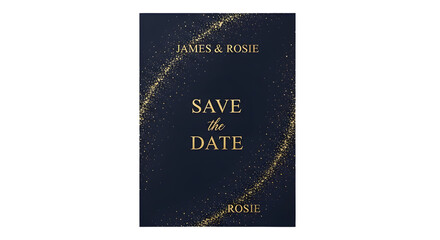 Naklejka premium Save the Date Wedding Invitation Card With Gold Text.
