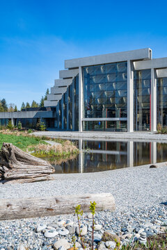 Exterior of Museum of Anthropology (MOA) at UBC with Totem Poles