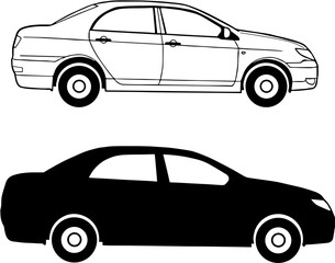 Obraz premium SALOON CAR LINE ART AND SILHOUETTE ICONS