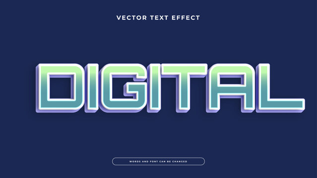 Sleek futuristic text effect with a cyan gradient and technological 3D block style