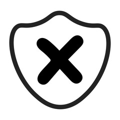 Obraz premium Shield Cross Icon Security Error Protection Cancel Symbol UI Minimal Line Design Isolated Png Transparent Background