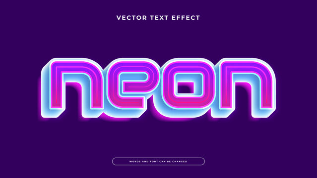 Neon editable text effect with vibrant pink and blue glowing lines for retro futuristic and nightlife design