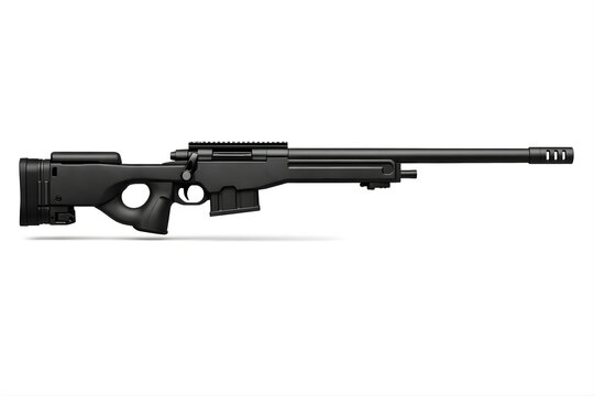 Monochrome AWM Style Precision Sniper Rifle Black and Gray Isolated on White