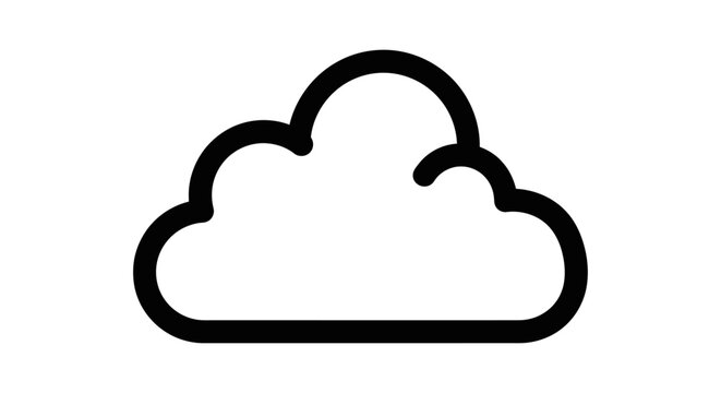 Simple black cloud icon on a neutral background, ideal for weather, nature, and minimalist design themes.