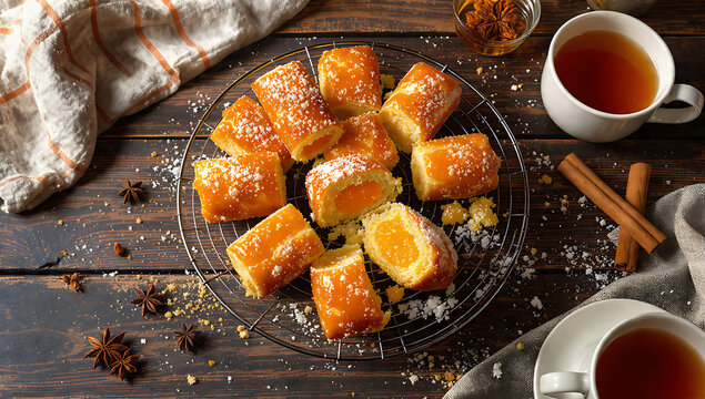 French Nonnettes de Dijon - Ginger Cake with Orange Jam Filling - Traditional Burgundy Pastry Food Photography