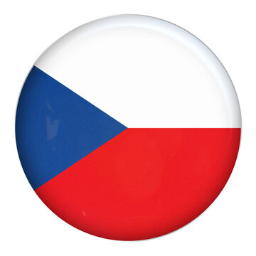 Vibrant and Glossy Circular Emblem Featuring the National Flag of the Czech Republic on a Subtle Grey Background