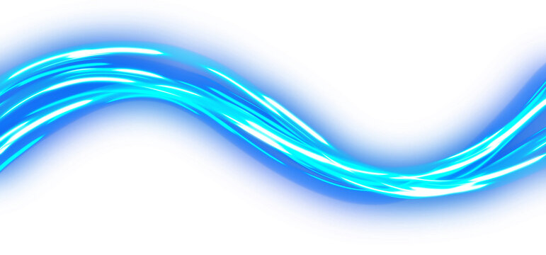 Dynamic motion blur glowing blue light lines in s-shape