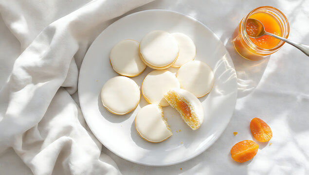 French Palets de Dames Biscuits - Glazed Soft Butter Cookies - Traditional Flanders Patisserie Food Photography