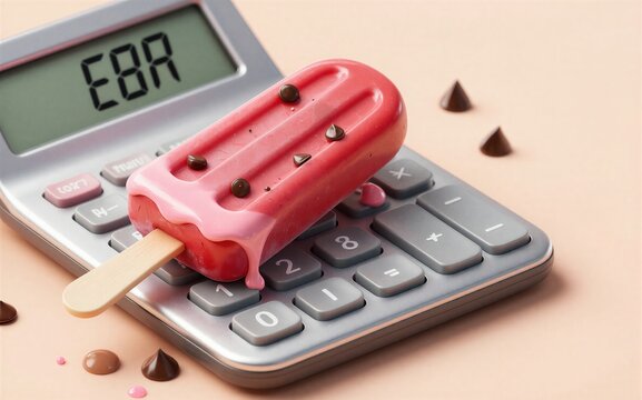 Ice cream on calculator displaying 'EOR' surrounded by chocolate
