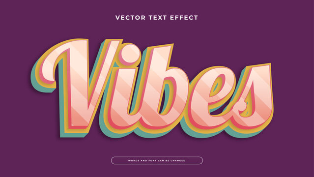 Sweet summer vibes script text effect with soft peach colors and green shadow for casual branding