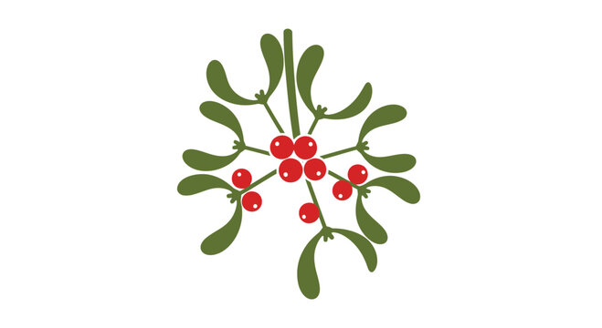 Mistletoe with Red Berries Illustration.
