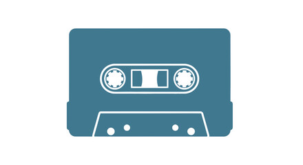 Fototapeta premium Teal Cassette Tape Icon on White.