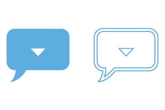 Blue Message Bubble Icons with Inverted Triangle isolated on transparent background