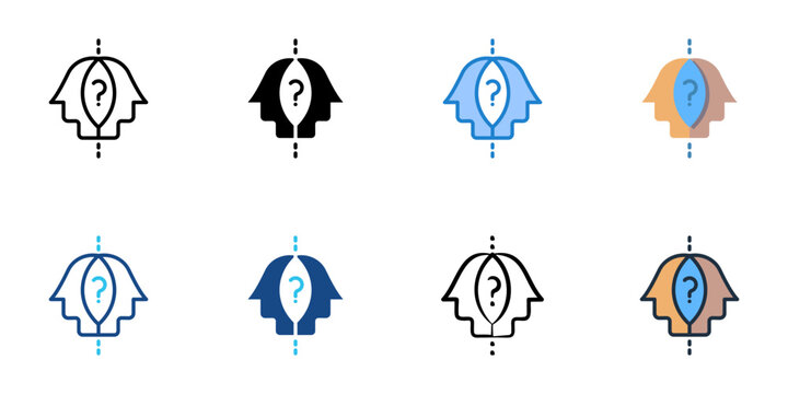 Self reflection icons set multiple style collection. Editable stroke 
