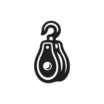 Classic Single Pulley Block with Hook Industrial Lifting Mechanism Simple Graphic Design
