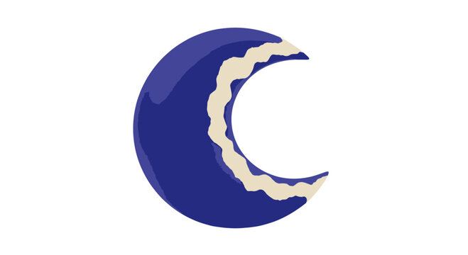 Crescent Moon with Cratered Surface Illustration.