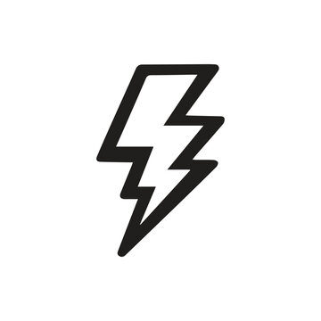 Dynamic black lightning bolt icon representing power energy and speed for a variety of digital designs