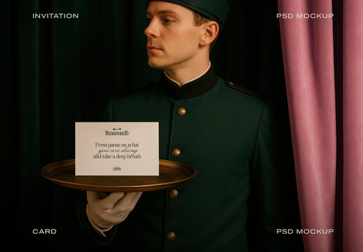 Elegant Invitation Card Mockup PSD
