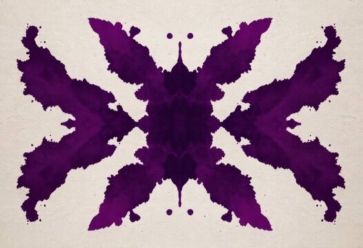 Symmetrical Rorschach inkblot test background in purple