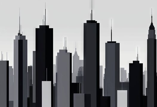 Abstract Silhouette of Skyscrapers in Monochrome