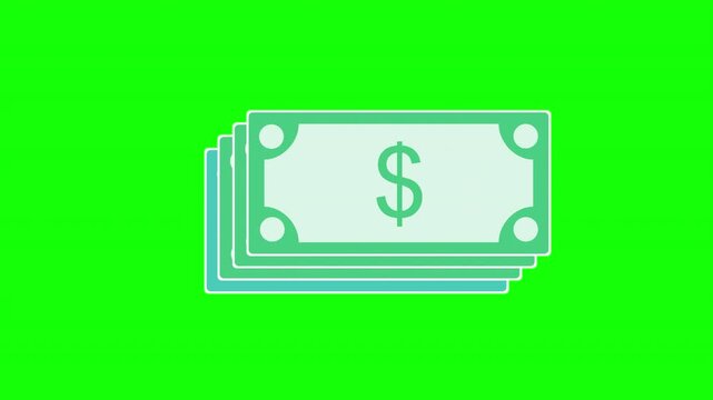 money dollars icon loop animation with alpha channel, transparent background, ProRes 444