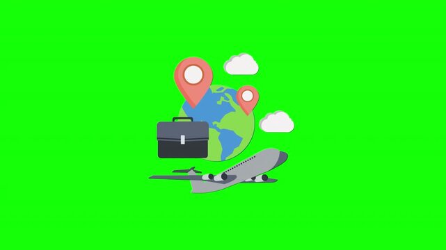 location and globe icon motion graphics animation with alpha channel, transparent background, ProRes 444