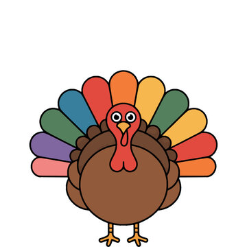 Thanksgiving colorful Turkey greeting with copyspace

