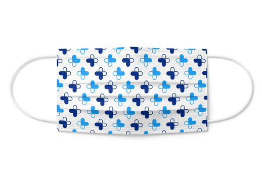 Patterned Medical Face Mask Mockup Design PSD