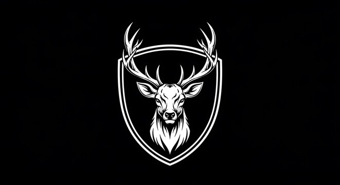 Elegant deer emblem on a shield with antlers perfect for design usage