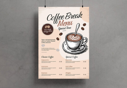 Coffee Break Menu Flyer Template