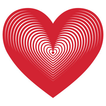 Red Concentric Heart Layers Graphic Illustration