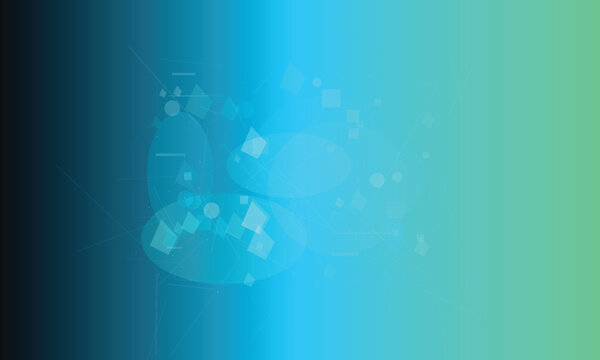 Abstract geometric shapes and lines on a blue-green gradient background