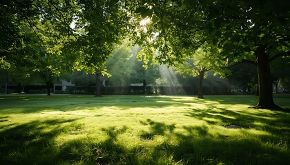 Fototapeta premium Soft natural sunlight passing through leaves creating perfect circular light shape on ground, organic shadow composition